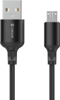 Celebrat Braided USB 2.0 to micro USB Cable Μαύρο 1m (CB-32A-M)