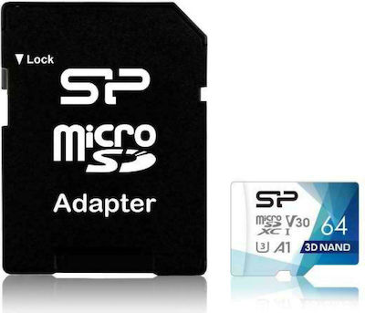 Silicon Power Superior Pro microSDXC 64GB Class 10 U3 V30 A1 UHS-III με αντάπτορα