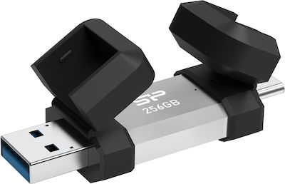 Silicon Power C51 256GB USB 3.2 Stick με σύνδεση USB-A &amp; USB-C Ασημί
