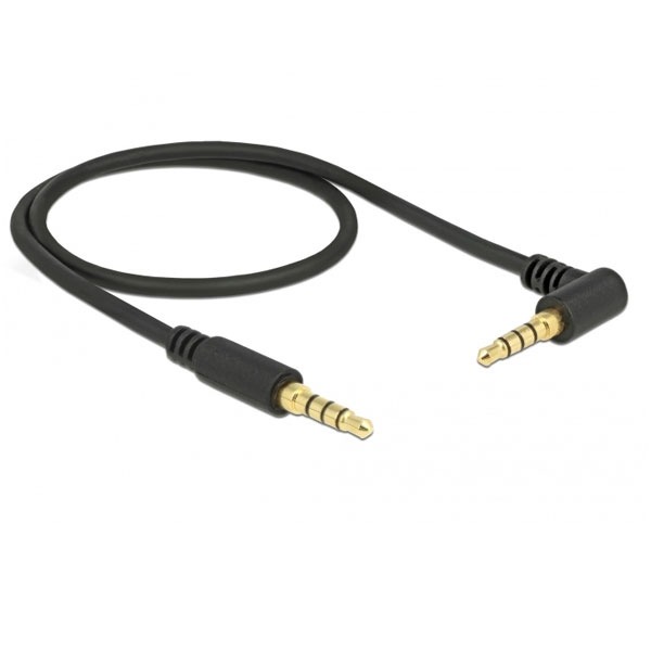 DELOCK Καλώδιο Jack stereo σε Jack stereo 4pin 3.5mm, 90°, μαύρο, 1m