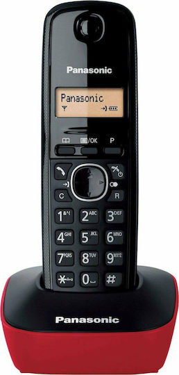 Panasonic KX-TG1611 Ασύρματο Τηλέφωνο Μαύρο-Κόκκινο