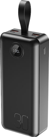 XO PR240 Power Bank Γρήγορης Φόρτισης USB-C 20W/USB-A 22.5W με οθόνη 30000mAh