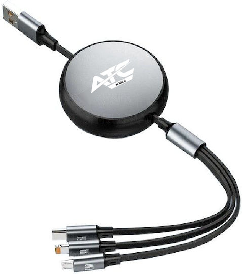 ATC-C3in1 Καλώδιο Πολλαπλής Φόρτισης Lightning Type-C Micro