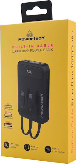 Powertech Power Bank 10000mAh 22.5W με Θύρα USB-A και Θύρα USB-C Power Delivery / Quick Charge 3.0 Μαύρο