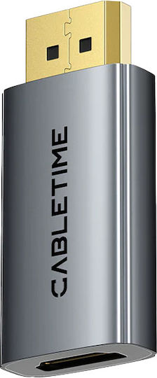 Cabletime Μετατροπέας DisplayPort male σε HDMI female Γκρι 1τμχ CT-DMHF4K-AG3