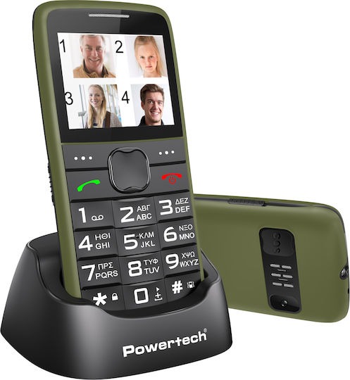 Powertech Eco V2 PTM-42 Dual SIM Κινητό με Μεγάλα Κουμπιά Χακί