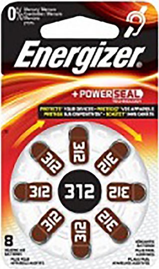 Energizer Μπαταρίες Ακουστικών Βαρηκοΐας 312 1.4V 8τμχ