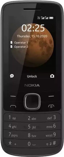 Nokia 225 4G Dual SIM Κινητό με Κουμπιά (Ελληνικό Μενού) Μαύρο