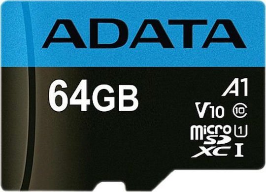 Adata Premier microSDXC 64GB U1 V10 A1 UHS-I 85MB/s με αντάπτορα