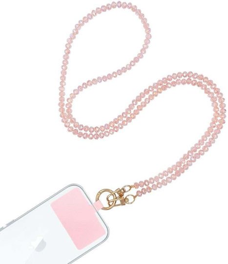 Strap Κολιέ Λουράκι Sonique Glossy Ακρυλικό Γυαλί 120cm για Κινητό Μαύρο