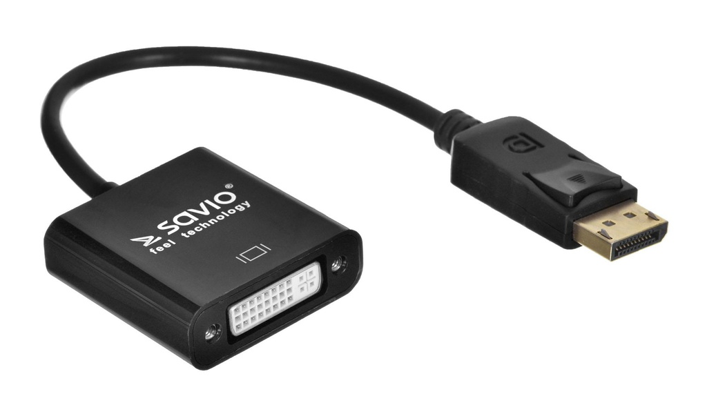 Savio CL-91 video cable adapter 0.2 m DisplayPort DVI Black