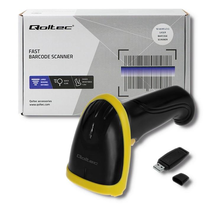 Qoltec 50862 Wireless Laser Barcode Scanner 1D | 2.4GHz