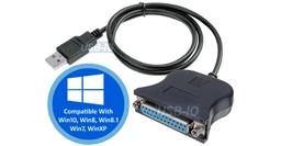 4World Adapter USB [M] > LPT Parallel Port DB25 [F], 1.15m, black, 24M