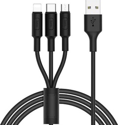 [6957531080169] Καλώδιο σύνδεσης Hoco X25 3 σε 1 Fast Charging USB σε Micro-USB, Lightning, USB-C Μαύρο 1m
