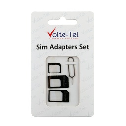 [5205308180262] ADAPTORS SET 4 IN 1 - 3 SIM CARD ADAPTORS + SIM CARD TRAY TOOL VOLTE-TEL