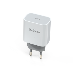 [3000000401149] DeTech DE-30Network charger , 5V/3.0A 220V, 1 x Type-C White - 40114