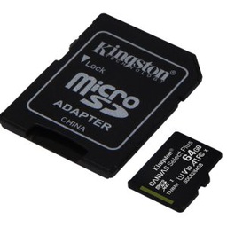 [740617298697] Kingston Canvas Select microSDXC 64GB Class 10 U1 V10 A1 UHS-I με αντάπτορα