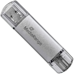 [4260459614173] MediaRange 32GB USB 3.0 Stick με σύνδεση USB-A &amp; USB-C Ασημί