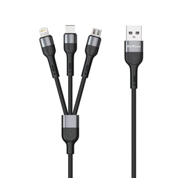 [3000000402047] DeTech DE-C41 Charging cable , 3in1, Micro USB, Lightning, Type-C, 1.0m, Black - 40204