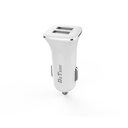 [3000000141229] DeTech DE-C01 Car socket charger , 5V/2.4A, 12/24V, 2 x USB, White - 14122