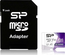 [4713436127390] SILICON POWER micro SDHC 128GB CLASS 10 UHS-1 U3 V30 SUPERIOR PRO +SD ADAPTOR SP128GBSTXDU3V20AB
