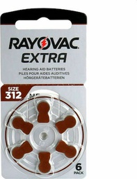 [96178232] Rayovac Extra Advanced Μπαταρίες Ακουστικών Βαρηκοΐας 312 1.45V 6τμχ