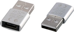 [5205308252587] NSP Μετατροπέας USB-A male σε USB-C female Silver Ασημί