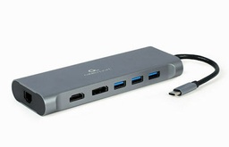 [8716309121460] Gembird USB-C Docking Station με HDMI 4K PD Ethernet Γκρι (A-CM-COMBO8-01)