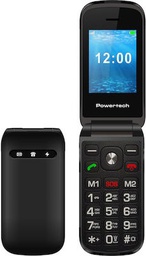 [5210131090008] POWERTECH κινητό τηλέφωνο Milly Flip, 2.4&quot;, dual SIM, πλήκτρο SOS, μαύρο