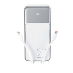 [6920680857838] XO PR249 USB-C / USB-A Powerbank Γρήγορης Φόρτισης με Ψηφιακή Οθόνη Λευκό