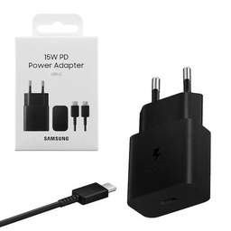 [8806092709843] Samsung Φορτιστής με Θύρα USB-C και Καλώδιο USB-C - USB-C 15W Power Delivery Μαύρος