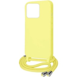 [138074] Θήκη Σιλικόνης Soft Matt Case Gel Tpu 3.0mm Με Προστασία Κάμερας Για Apple iPhone 12 Pro Max 6,7'' Κίτρινο με λουρι