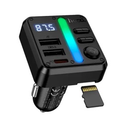 [6942007673808] Hoco E89 Πομπός Fm Αυτοκινήτου Bt 2usb/1τύπος-c 45w/3a Pd Qc Μαύρο Μαύρο