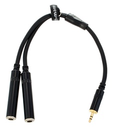 [8001180063641] Audio Cable 3.5mm Male to 2 Female Plug Jack Stereo